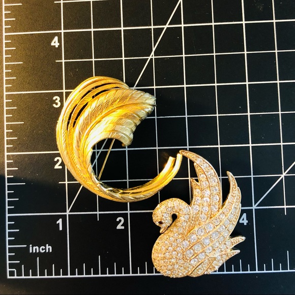 Vintage Signed Brooch Lot Swan - Picture 2 of 10